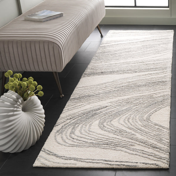 Safavieh Ebony Hand Tufted Runner Rug - Luxurious Ivory And Beige Design For Modern Home Décor Elegance Ivory ,Grey 80% Wool,20% Cotton Ebn551f-28