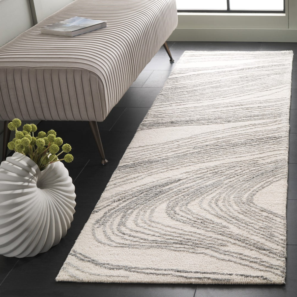 Safavieh Ebony Modern Area Rug - Hand-tufted Luxury Craftsmanship For Sophisticated Home Décor And Comfort Ivory ,Grey 80% Wool,20% Cotton Ebn551f-4