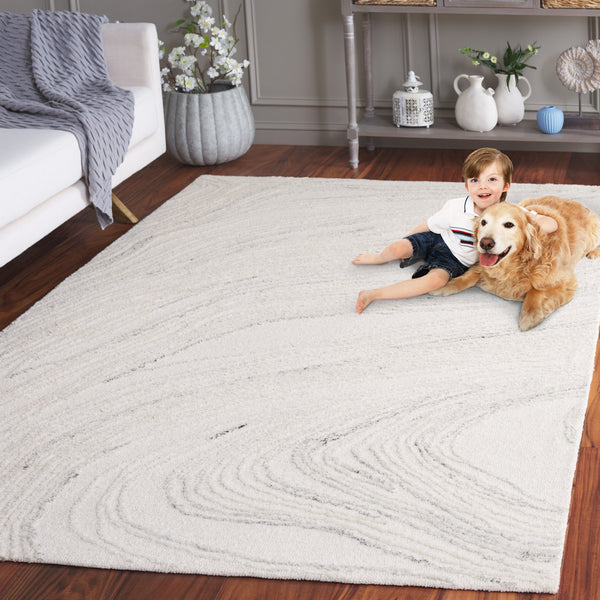 Safavieh Ebony Hand Tufted Runner Rug - Luxurious Ivory And Beige Design For Modern Home Décor Elegance Ivory ,Light Grey 80% Wool,20% Cotton Ebn551g-5