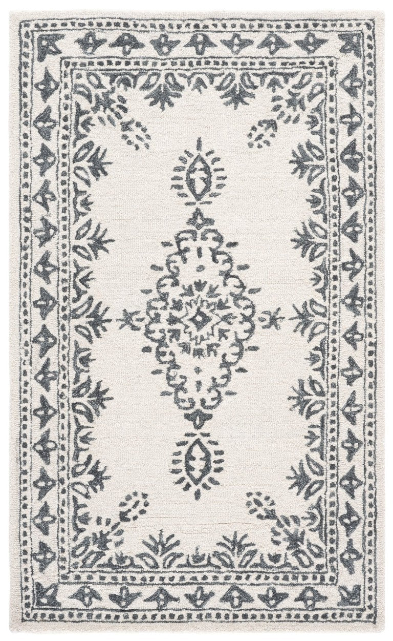 Safavieh Ebony Hand-Tufted Wool Oriental Accent Rug in Ivory and Grey for Bedroom or Entryway EBN650A-3