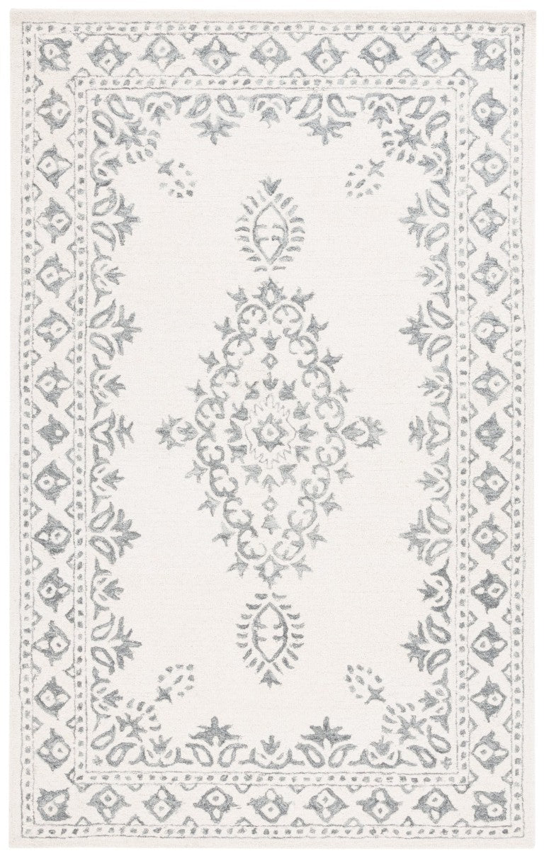 Safavieh Ebony Hand Tufted Wool Blend Oriental Area Rug Ivory Grey Geometric Living Room EBN650A-5
