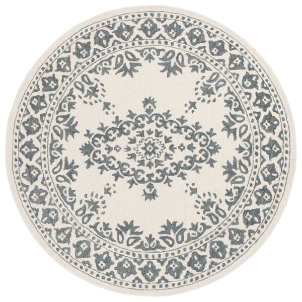 Safavieh Ebony Hand Tufted Wool Round Rug Oriental Pattern Ivory Grey Living Room Accent EBN650A-6R