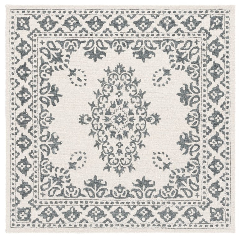 Safavieh Ebony Hand Tufted Wool Oriental Rug in Ivory Grey for Living Room or Dining Space EBN650A-6SQ