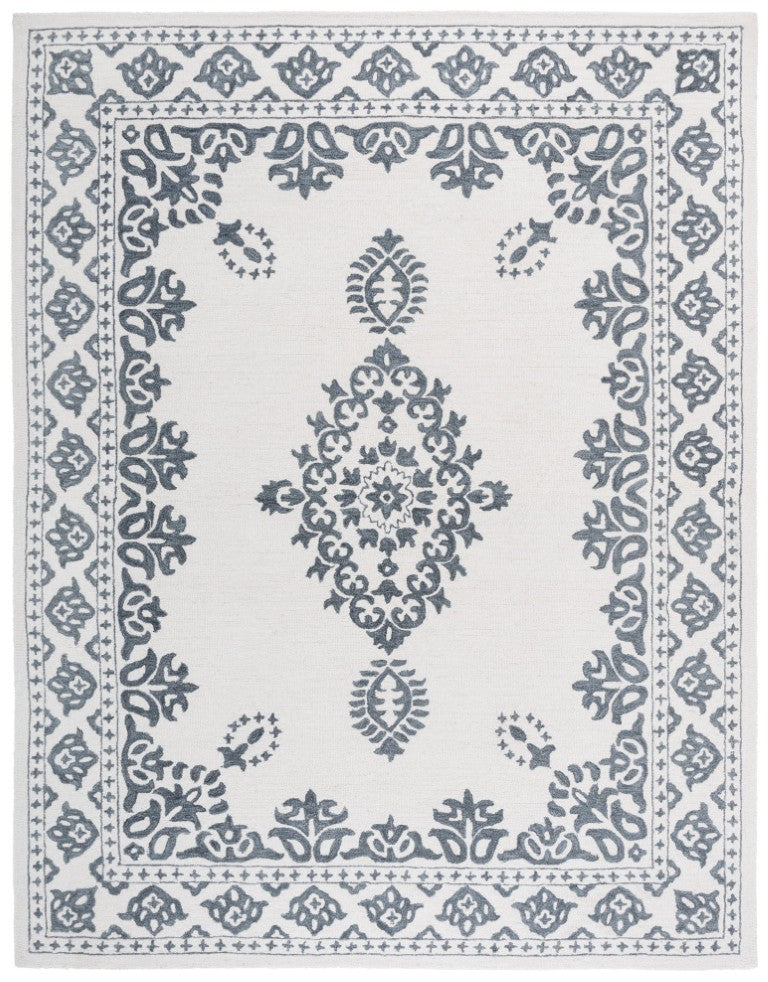 Safavieh Ebony Hand Tufted Wool Oriental Area Rug Ivory Grey Classic Pattern for Living Room EBN650A-8