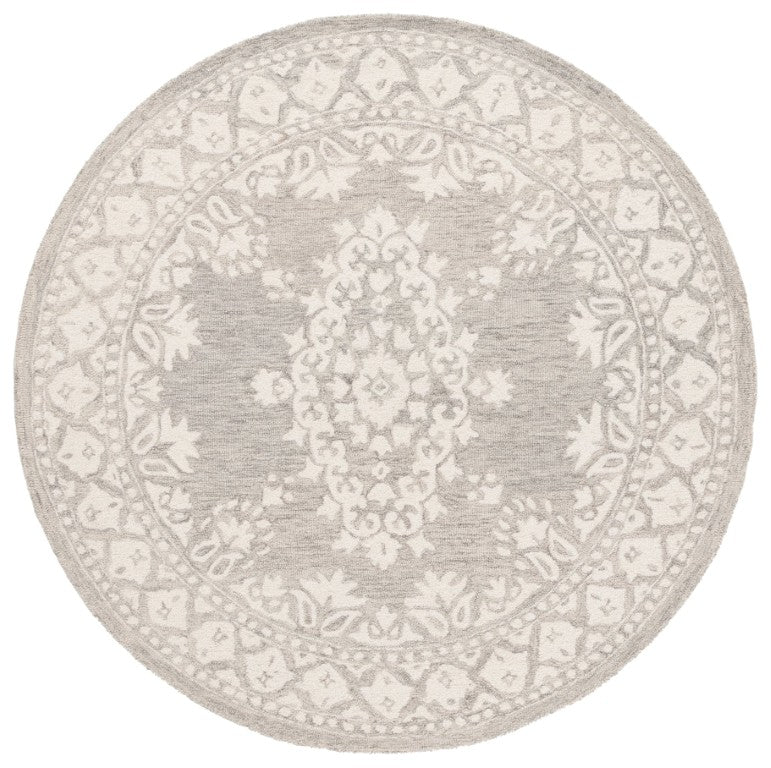 Safavieh Ebony Hand Tufted Wool Oriental Round Rug for Living Room in Grey Ivory Artisan Weave EBN650F-6R