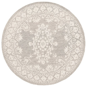 Safavieh Ebony Hand Tufted Wool Oriental Round Rug for Living Room in Grey Ivory Artisan Weave EBN650F-6R