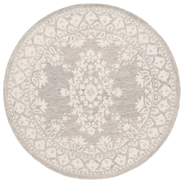 Safavieh Ebony Hand Tufted Wool Oriental Round Rug for Living Room in Grey Ivory Artisan Weave EBN650F-6R
