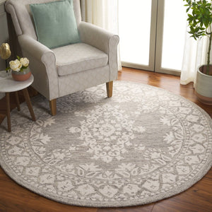 Safavieh Ebony Hand Tufted Wool Oriental Round Rug for Living Room in Grey Ivory Artisan Weave EBN650F-6R