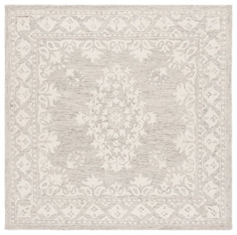 Safavieh Ebony Hand Tufted Wool Oriental Square Rug Grey Ivory Low Pile Soft Bedroom Accent EBN650F-6SQ