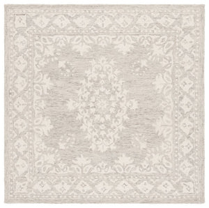 Safavieh Ebony Hand Tufted Wool Oriental Square Rug Grey Ivory Low Pile Soft Bedroom Accent EBN650F-6SQ