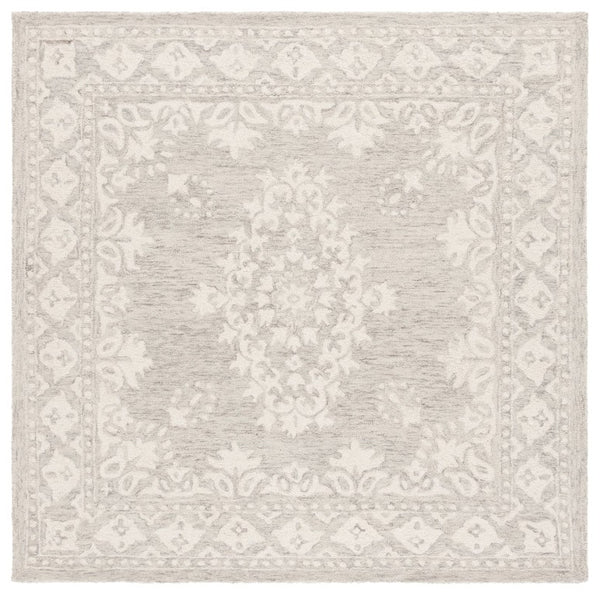 Safavieh Ebony Hand Tufted Wool Oriental Square Rug Grey Ivory Low Pile Soft Bedroom Accent EBN650F-6SQ