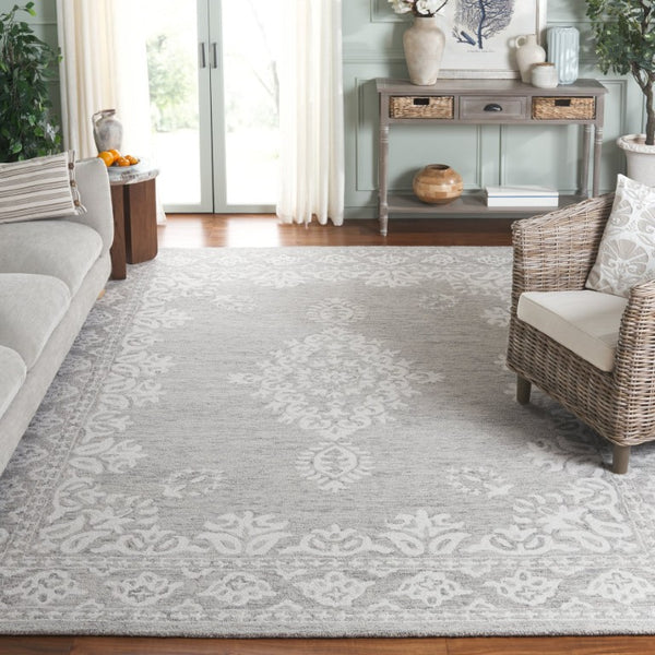 Safavieh Ebony Hand-Tufted Wool Oriental Area Rug Grey Ivory Traditional Living Room Floor EBN650F-8