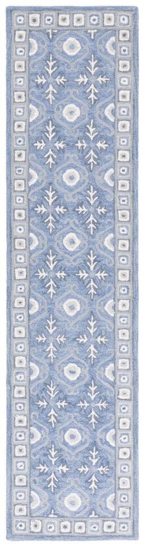 Safavieh Ebony Hand-Tufted Oriental Runner Wool Blend Hallway Rug with Heritage Blue Ivory Pattern 2'-3" x 9'-0" EBN651M-29