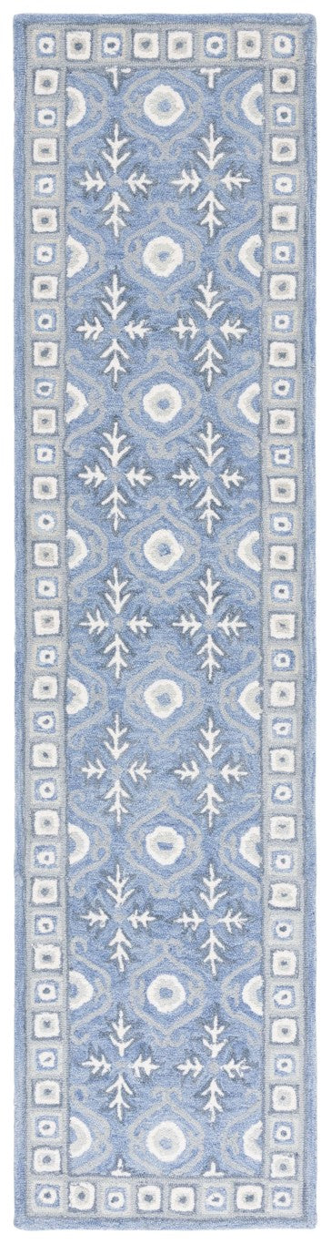 Safavieh Ebony Hand-Tufted Oriental Runner Wool Blend Hallway Rug with Heritage Blue Ivory Pattern 2'-3" x 9'-0" EBN651M-29