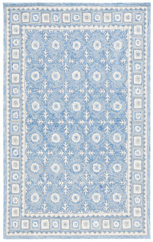 Safavieh Ebony Hand-tufted Area Rug: Luxurious Floral Design In Timeless Colors For Sophisticated Spaces Blue ,Ivory 80% Wool And 20% Cotton Ebn651m-2