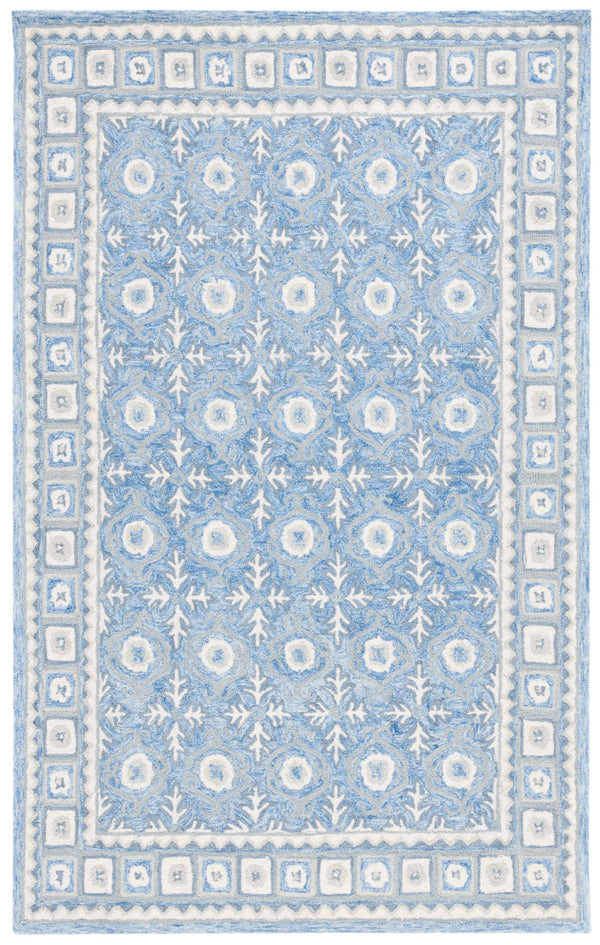 Safavieh Ebony Hand-tufted Area Rug: Luxurious Floral Design In Timeless Colors For Sophisticated Spaces Blue ,Ivory 80% Wool And 20% Cotton Ebn651m-2