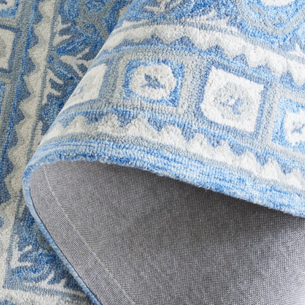 Safavieh Ebony Hand-Tufted Oriental Runner Wool Blend Hallway Rug with Heritage Blue Ivory Pattern 5'-0" x 8'-0" EBN651M-5