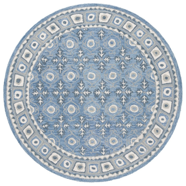 Safavieh Ebony Hand-tufted Area Rug: Luxurious Floral Design In Timeless Colors For Sophisticated Spaces Blue ,Ivory 80% Wool And 20% Cotton Ebn651m-2