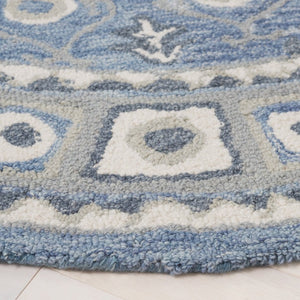 Safavieh Ebony Hand-Tufted Oriental Runner Wool Blend Hallway Rug with Heritage Blue Ivory Pattern 6'-0" x 6'-0" - A EBN651M-6R