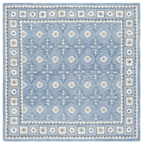 Safavieh Ebony Hand-Tufted Oriental Runner Wool Blend Hallway Rug with Heritage Blue Ivory Pattern 6'-0" x 6'-0" - B EBN651M-6SQ