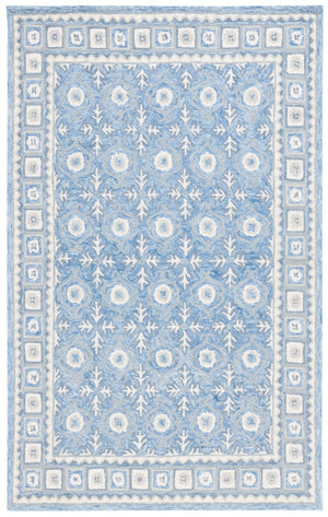 Safavieh Ebony Hand-Tufted Oriental Runner Wool Blend Hallway Rug with Heritage Blue Ivory Pattern 6'-0" x 9'-0" EBN651M-6