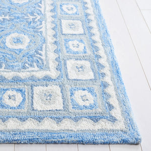 Safavieh Ebony Hand-Tufted Oriental Runner Wool Blend Hallway Rug with Heritage Blue Ivory Pattern 6'-0" x 9'-0" EBN651M-6