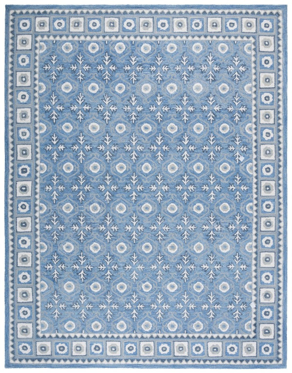 Safavieh Ebony Hand-Tufted Oriental Runner Wool Blend Hallway Rug with Heritage Blue Ivory Pattern 8'-0" x 10'-0" EBN651M-8