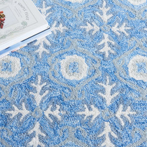 Safavieh Ebony Hand-Tufted Oriental Runner Wool Blend Hallway Rug with Heritage Blue Ivory Pattern 8'-0" x 10'-0" EBN651M-8
