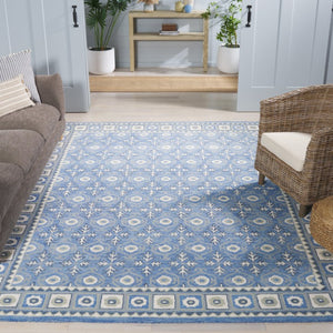 Safavieh Ebony Hand-Tufted Oriental Runner Wool Blend Hallway Rug with Heritage Blue Ivory Pattern 8'-0" x 10'-0" EBN651M-8
