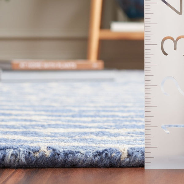 Safavieh Ebony Hand-Tufted Wool Cotton Runner Geometric Blue Ivory Hallway Entryway Rug 2'-3" x 9'-0" EBN652M-29