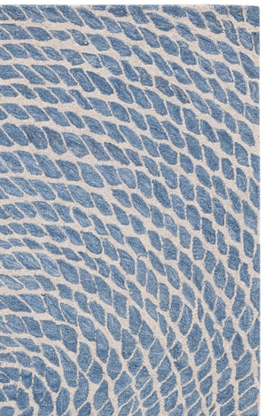 Safavieh Ebony Hand-Tufted Wool Cotton Runner Geometric Blue Ivory Hallway Entryway Rug 5'-0" x 8'-0" EBN652M-5