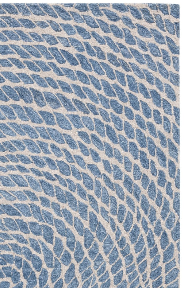 Safavieh Ebony Hand-Tufted Wool Cotton Runner Geometric Blue Ivory Hallway Entryway Rug 5'-0" x 8'-0" EBN652M-5