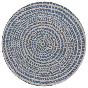 Safavieh Ebony Hand-Tufted Wool Cotton Runner Geometric Blue Ivory Hallway Entryway Rug 6'-0" x 6'-0" - A EBN652M-6R
