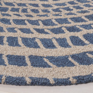 Safavieh Ebony Hand-Tufted Wool Cotton Runner Geometric Blue Ivory Hallway Entryway Rug 6'-0" x 6'-0" - A EBN652M-6R