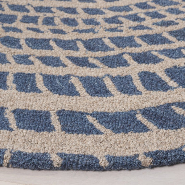 Safavieh Ebony Hand-Tufted Wool Cotton Runner Geometric Blue Ivory Hallway Entryway Rug 6'-0" x 6'-0" - A EBN652M-6R