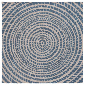 Safavieh Ebony Hand-Tufted Wool Cotton Runner Geometric Blue Ivory Hallway Entryway Rug 6'-0" x 6'-0" - B EBN652M-6SQ