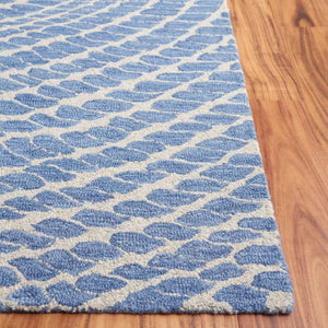 Safavieh Ebony Hand-Tufted Wool Cotton Runner Geometric Blue Ivory Hallway Entryway Rug 6'-0" x 9'-0" EBN652M-6