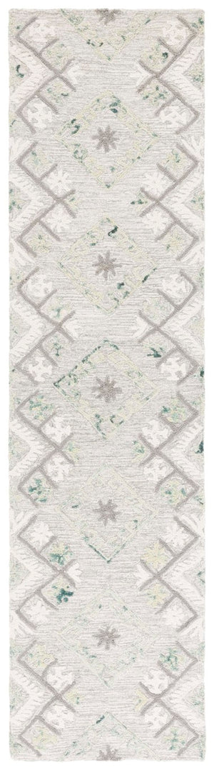 Safavieh Ebony Hand Tufted Wool Geometric Runner Rug for Hallways in Ivory and Grey 2'-3" x 9'-0" EBN653A-29