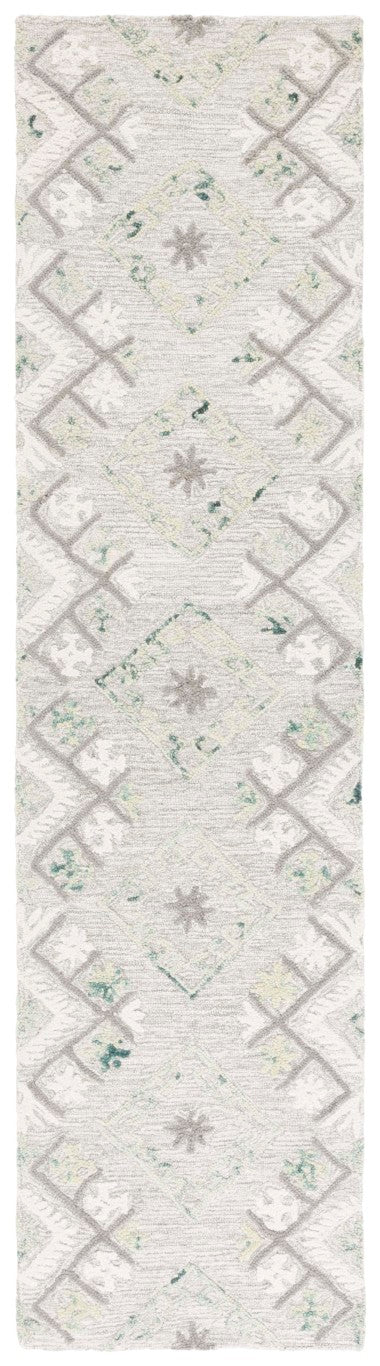Safavieh Ebony Hand Tufted Wool Geometric Runner Rug for Hallways in Ivory and Grey 2'-3" x 9'-0" EBN653A-29
