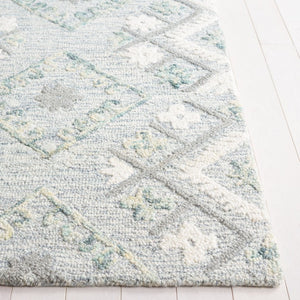 Safavieh Ebony Hand Tufted Wool Geometric Runner Rug for Hallways in Ivory and Grey 3'-0" x 5'-0" EBN653A-3