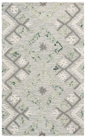 Safavieh Ebony Hand Tufted Wool Geometric Runner Rug for Hallways in Ivory and Grey 4'-0" x 6'-0" EBN653A-4