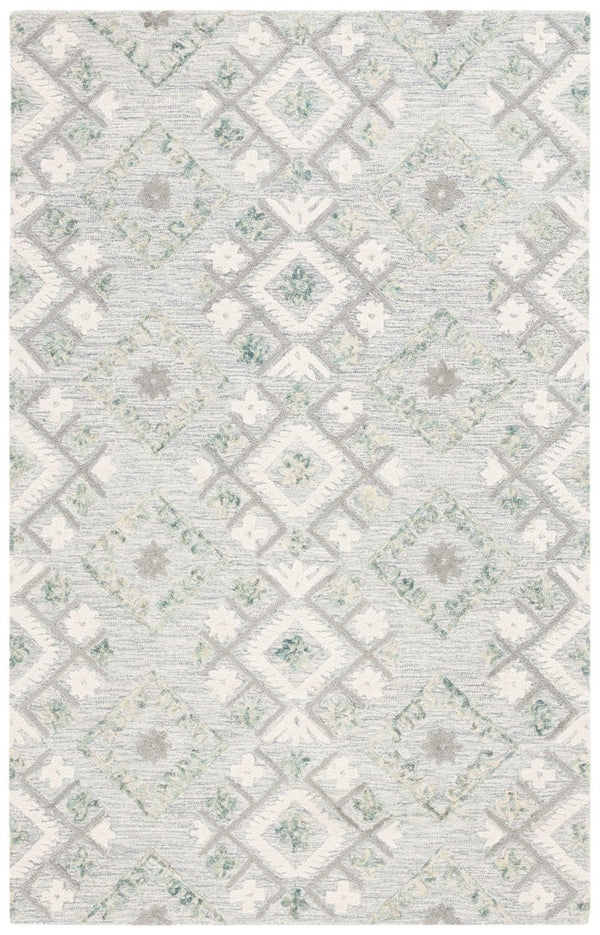 Safavieh Ebony Hand Tufted Wool Geometric Runner Rug for Hallways in Ivory and Grey 5'-0" x 8'-0" EBN653A-5