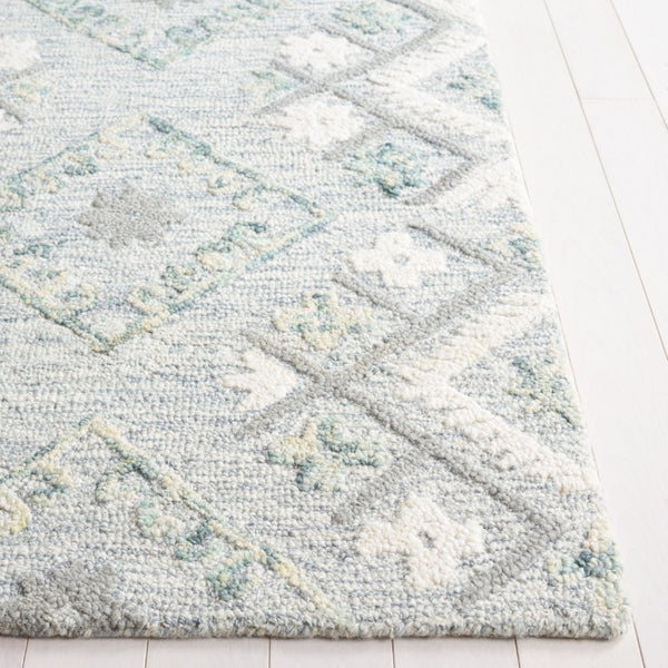 Safavieh Ebony Hand Tufted Wool Geometric Runner Rug for Hallways in Ivory and Grey 5'-0" x 8'-0" EBN653A-5