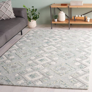 Safavieh Ebony Hand Tufted Wool Geometric Runner Rug for Hallways in Ivory and Grey 5'-0" x 8'-0" EBN653A-5