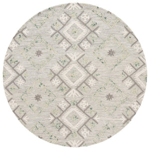 Safavieh Ebony Hand Tufted Wool Geometric Runner Rug for Hallways in Ivory and Grey 6'-0" x 6'-0" - A EBN653A-6R