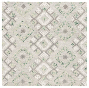 Safavieh Ebony Hand Tufted Wool Geometric Runner Rug for Hallways in Ivory and Grey 6'-0" x 6'-0" - B EBN653A-6SQ