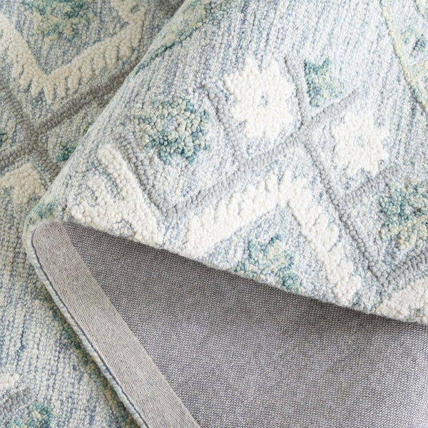 Safavieh Ebony Hand Tufted Wool Geometric Runner Rug for Hallways in Ivory and Grey 6'-0" x 9'-0" EBN653A-6