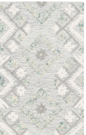 Safavieh Ebony Hand Tufted Wool Geometric Runner Rug for Hallways in Ivory and Grey 6'-0" x 9'-0" EBN653A-6