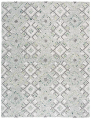 Safavieh Ebony Hand Tufted Wool Geometric Runner Rug for Hallways in Ivory and Grey 8'-0" x 10'-0" EBN653A-8
