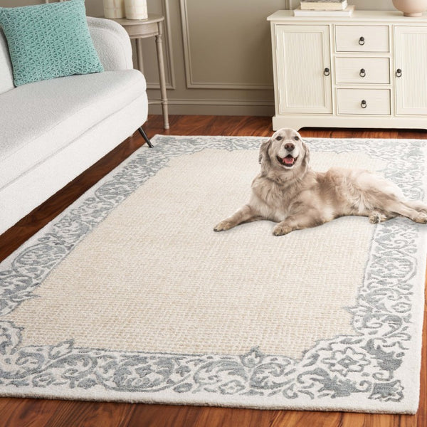 Safavieh Ebony Hand Tufted Wool Cotton Oriental Rug Ivory Grey Traditional Living Room EBN654A-5